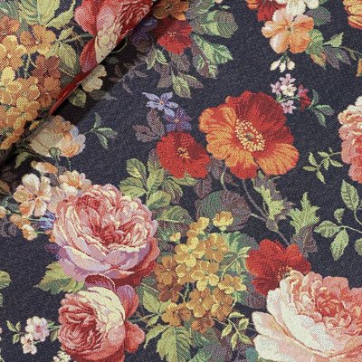  200291,Gobelängväv med eleganta blommor, tygbredd 140 cm.
