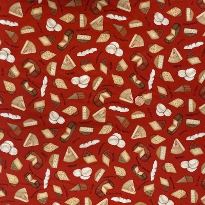 1934, ostar på rött, tygbredd 110 cm