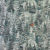 5018, snötyngd skog med silver, tygbredd 110 cm. 100% bomull.