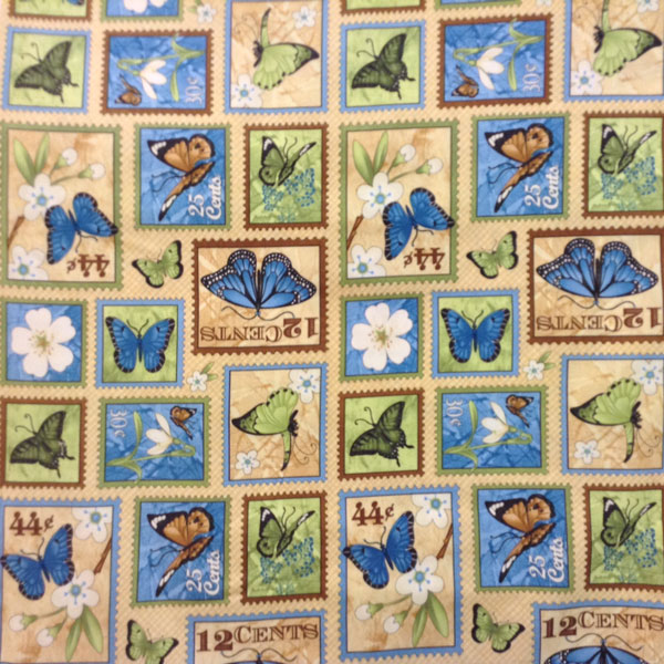 3633 Fjärilar i format av frimärken, (rapport) tygbredd 110 cm