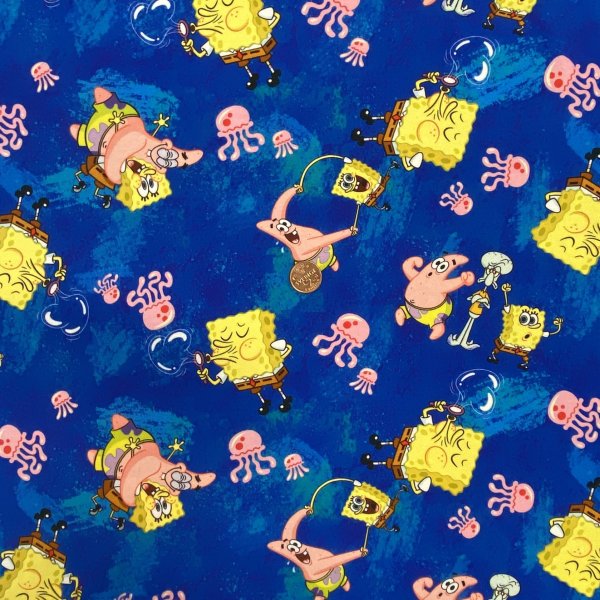 047, Svampbob med vänner, Tygbredd 150 cm