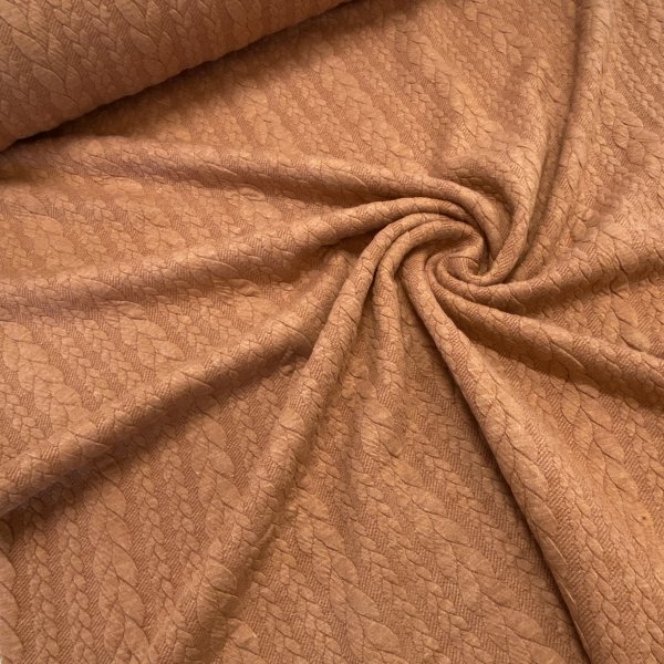 038, Jaquard jersey i rostfärg, Tygbredd 150 cm