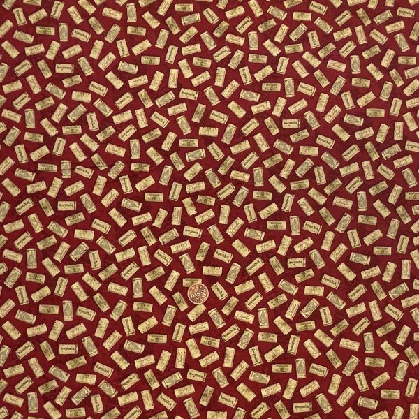 1998, mindre korkar på rött, tygbredd 110 cm