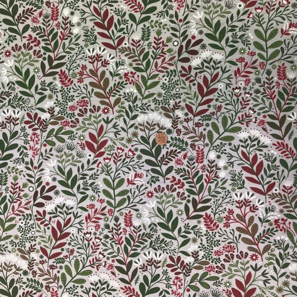  13077, Hage Lin/Röd tygbredd 140cm.